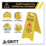 Gritt Commercial Caution Wet Floor Sign, 11.8 x 12 x 24, Yellow, 3/Pack (GCEGRI184YEL3PK) Case of 3