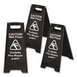 Gritt Commercial Caution Wet Floor Sign, 11.8 x 12 x 24, Black, 3/Pack (GCEGRI184BLK3PK) Case of 3