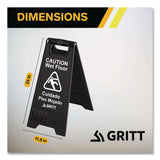 Gritt Commercial Caution Wet Floor Sign, 11.8 x 12 x 24, Black, 3/Pack (GCEGRI184BLK3PK) Case of 3