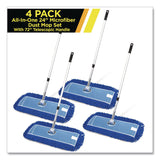 Gritt Commercial All-In-One 24" Microfiber Dust Mop Set With 72" Telescopic Handle, 24" x 5", Blue, Microfiber Head, 72" Silver Handle, 4 Kits (GCEGRI17424T4PK) 1 KT
