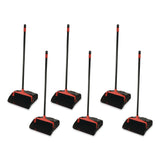 O-Cedar® Commercial Maxi-Plus Lobby Dust Pan with Rear Wheels, 13 x 35, 30" Handle, Plastic, Black, 6/Carton (NCP96208CT) Case of 6