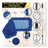Gritt Commercial All-In-One Microfiber Dust Mop Set with Telescopic Handle, 36 x 5, Blue Microfiber Head, 40" to 72" Silver Aluminum Handle (GCEGRI17436T) 1 KT
