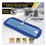 Gritt Commercial All-In-One Microfiber Dust Mop Set with Telescopic Handle, 36 x 5, Blue Microfiber Head, 40" to 72" Silver Aluminum Handle (GCEGRI17436T) 1 KT