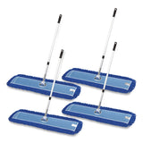 Gritt Commercial All-In-One Microfiber Dust Mop Set with Telescopic Handle, 48 x 5, Blue Microfiber Head, 72" Silver Aluminum Handle, 4/Kit (GCEGRI17448T4PK) Each
