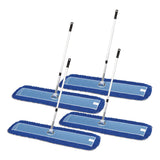 Gritt Commercial All-In-One Microfiber Dust Mop Set with Telescopic Handle, 60 x 5, Blue Microfiber Head, 72" Silver Aluminum Handle, 4/Kit (GCEGRI17460T4PK) Each