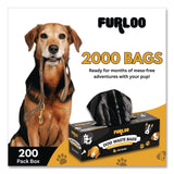 Furloo Commercial Grade Dog Waste Station Refill Bags, Open-Face, 8" x 13", Black, 200 Bags/Roll, 10/Carton (GCEFLO210) Case of 2000