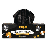 Furloo Commercial Grade Dog Waste Station Refill Bags, Open-Face, 8" x 13", Black, 200 Bags/Roll, 20/Carton (GCEFLO220) Case of 4000