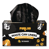Furloo 13-Gallon Heavy Duty Dog Waste Station Can Liners, Open-Face, 13 gal, 26" x 33", Black, 50 Bags (GCEFLO22) Each