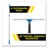 Gritt Commercial Pro Window Washing Kit with Swivel Squeegee and 6 ft Telescopic Pole, 18" Wide Blade (GCEGRI1306F18) Each
