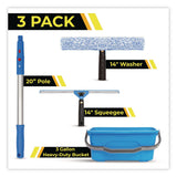 Gritt Commercial Pro Window Cleaning Kit with 14" Squeegee, 14" Washer, 20" Pole and 3 Gallon Heavy-Duty Bucket, 3/Kit (GCEGRI138B3PK) Each
