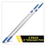 Gritt Commercial 6 ft Telescopic Aluminum Extension Pole with Click/Lock Adapter Cone, 3.5 ft to 6 ft, Blue/Silver, 2/Pack (GCEGRI1066F2PK) Each