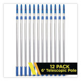 Gritt Commercial 6 ft Telescopic Aluminum Extension Pole with Click/Lock Adapter Cone, 3.5 ft to 6 ft, Blue/Silver, 12/Carton (GCEGRI1066F12PK) Case of 12