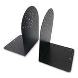 Huron Steel Bookends, Contemporary Style, Nonskid Base, 4.75 x 5.5 x 7.25, Black, Pair (CTXHASZ0095) 1 Pair