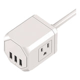 LAX Gadgets 3-Outlet 3-USB Port Surge Protector, 3 AC Outlets/3 USB Ports, 5 ft Cord, White (LXGOUT3X3WH) Each