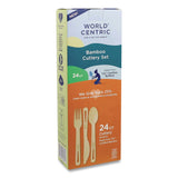 World Centric® Bamboo Cutlery, Fork/Knife/Spoon, Paper, Natural, 24/Pack (WORASBBR) Pack of 24