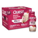 Quest® Protein Milkshakes, Strawberry, 14 oz Bottle, 12/Carton (QCCQUN01606) Case of 12