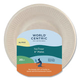World Centric® Fiber Plates, 6" dia, Natural, 20/Pack (WORPLRTSCU6) Pack of 20