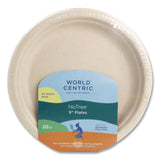 World Centric® Fiber Plates, 9" dia, Natural, 20/Pack (WORPLRTSCU9) Pack of 20