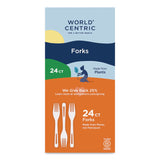 World Centric® TPLA Cutlery, Medium Heavyweight, Fork, Plastic, Light Beige, 24/Pack (WORFOPSR) Pack of 24