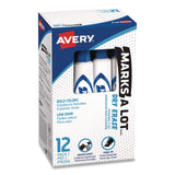 Avery® MARKS A LOT Desk-Style Dry Erase Markers, Broad Chisel Tip, Blue, Dozen (AVE24406DZ) 1 Dozen