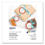 Avery® Printable Scallop Round Gift Tags, Inkjet/Laser Printers, 2.5" dia, White, 9/Sheet, 10 Sheets/Pack (AVE80511) Pack of 90