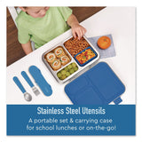 bentgo® Kids Stainless Steel Utensils, 5.7 Fork, 5.8 Spoon, 2 x 6 Case, Stainless Steel/Silicone, Blue (BEOBGKDUTSSB) Each