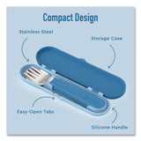 bentgo® Kids Stainless Steel Utensils, 5.7 Fork, 5.8 Spoon, 2 x 6 Case, Stainless Steel/Silicone, Blue (BEOBGKDUTSSB) Each