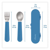 bentgo® Kids Stainless Steel Utensils, 5.7 Fork, 5.8 Spoon, 2 x 6 Case, Stainless Steel/Silicone, Blue (BEOBGKDUTSSB) Each