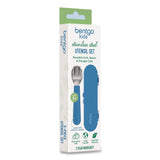 bentgo® Kids Stainless Steel Utensils, 5.7 Fork, 5.8 Spoon, 2 x 6 Case, Stainless Steel/Silicone, Blue (BEOBGKDUTSSB) Each