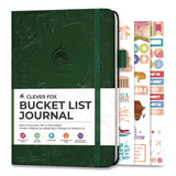 Clever Fox® Bucket List Journal, 100 Entries with Before/After Pages, Engraved Adventure Artwork, Forest Green Cover, 8.3 x 5.8 Sheets (LFXF1ZAJ2SU33) Each
