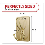 Command™ Decorative X-Large Triple Hooks, Plastic, Satin Brass, Supports 10 lb, 2/Pack (MMM17038BR2ES) Pack of 2