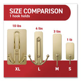 Command™ Decorative X-Large Triple Hooks, Plastic, Satin Brass, Supports 10 lb, 2/Pack (MMM17038BR2ES) Pack of 2