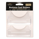 Excello Global Products® Business Card Holders, Holds 50 Cards, 3.75 x 1.5 x 1.88, Plastic, Clear, 2/Pack (EXOBCH2PK) Each