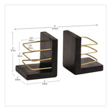 Mind Reader Wood Decorative Basket Bookends, Nonslip Base, 4 x 4 x 5, Wood/Metal, Brown/Gold (EMSBOOKBASK2BLK) Each