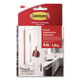 Command™ Closet Organization Essentials Variety Kit, Broom Gripper and (2) Utility Hooks, Plastic, White, Supports 4 lb, 3/Pack (MMM17235ES) Pack of 3