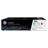 HP HP 126A, (CF341A) 3-Pack Cyan/Magenta/Yellow Original LaserJet Toner Cartridges (HEWCF341A) Box of 3