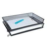 Universal® Deluxe Mesh Stacking Side Load Tray, 1 Section, Legal Size Files, 17" x 10.88" x 2.5", Black (UNV20012) Each