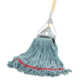 Rubbermaid Web Foot Wet Mop Head, Shrinkless, Cotton/Synthetic, Green, Medium, 6/Carton (A25206GN) Case of 6