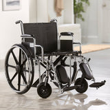 McKesson Bariatric Wheelchair Dual Axle Desk Length Arm Swing-Away Elevating Legrest Black Upholstery 24 Inch Seat Width Adult 450 lbs. Weight Capacity (1065289_EA) 1/EA