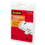 Scotch™ Laminating Pouches, 5 mil, 3.75" x 2.38", Gloss Clear, 20/Pack (MMMTP585120) Pack of 20