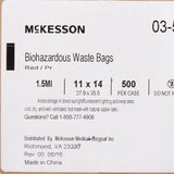McKesson Biohazard Waste Bag Biohazard Symbol / Infectious Waste 1 to 6 gal. Red 11 X 14 Inch (196264_CS) 500/CS