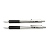 Zebra F-402 Retractable Ballpoint Pen, 0.7mm, Black Ink, Steel/Black Barrel, 2/Pack (ZEB29212) Pack of 2