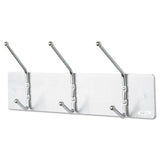 Safco® Metal Wall Rack, Three Ball-Tipped Double-Hooks, Metal, 18w x 3.75d x 7h, Satin (SAF4161) Each