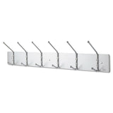 Safco® Metal Wall Rack, Six Ball-Tipped Double-Hooks, Metal, 36w x 3.75d x 7h, Satin (SAF4162) Each