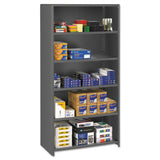 Tennsco Closed Commercial Steel Shelving, Six-Shelf, 36w x 24d x 75h, Medium Gray (TNNESPC62436MGY) Each