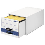 Bankers Box® STOR/DRAWER STEEL PLUS Extra Space-Savings Storage Drawers, Legal Files, 17" x 25.5" x 11.5", White/Blue, 6/Carton (FEL00312) Carton of 6