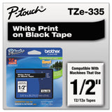 Brother P-Touch® TZe Standard Adhesive Laminated Labeling Tape, 0.47" x 26.2 ft, White on Black (BRTTZE335) Each