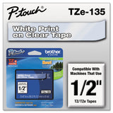 Brother P-Touch® TZe Standard Adhesive Laminated Labeling Tape, 0.47" x 26.2 ft, White on Clear (BRTTZE135) Each