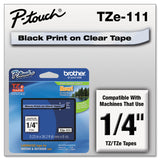 Brother P-Touch® TZe Standard Adhesive Laminated Labeling Tape, 0.23" x 26.2 ft, Black on Clear (BRTTZE111) Each