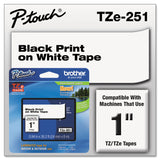 Brother P-Touch® TZe Standard Adhesive Laminated Labeling Tape, 0.94" x 26.2 ft, Black on White (BRTTZE251) Each